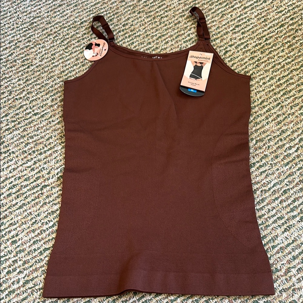 Shapermint Brown Scoop neck Fitted tank top NWT - Picture 2 of 11
